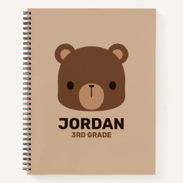 Carnet Petit ours Brown mignon avec nom personnalisé