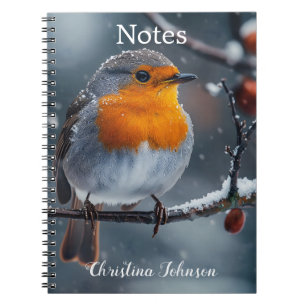 Carnet Petit voleur assis sur une branche en hiver