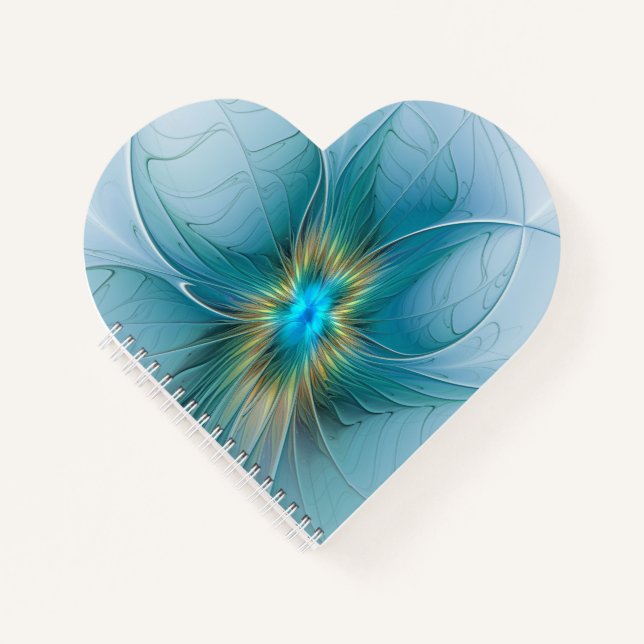 Carnet Petite Beauté Moderne Bleu Or Fractal Art Flower (Devant)