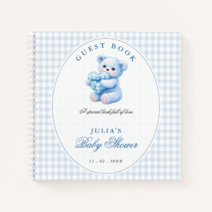 Carnet Petite Fête de Naissance Ourson en Vichy Bleu