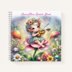 Carnet Petite fille Anime avec Violon sur Champignons