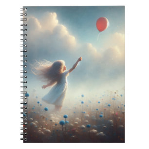 Carnet Petite Fille Avec Balloon Rouge