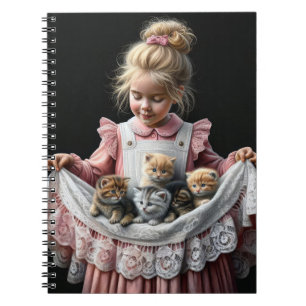 Carnet Petite Fille Avec Chatons Dans Son Tablier