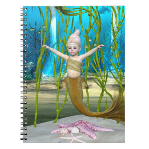 Carnet Petite Fille Fantastique de la Sirène, Océan Bleu