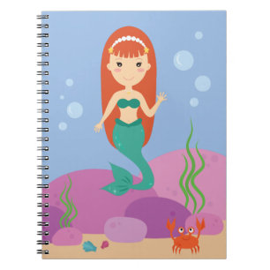 Carnet Petite fille sirène sous l'eau faisant signe de la