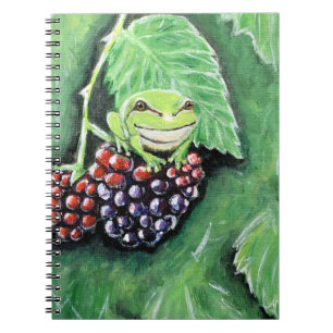 Carnet Petite grenouille d'arbre sur une peinture de Blac