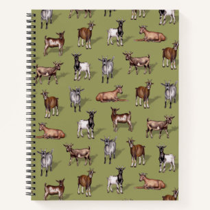 Carnet Petites chèvres en vert - Motif de troupeau de chè