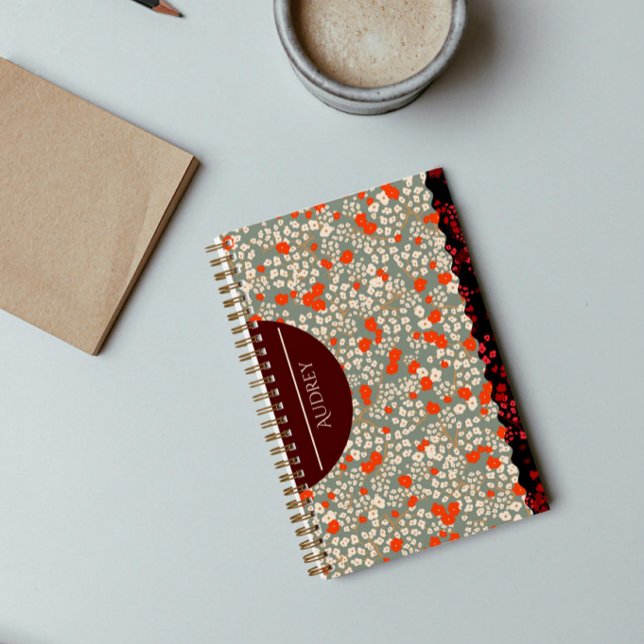 CARNET PETITES FLEURS ROUGES & VERTS (Créateur téléchargé)