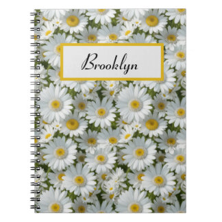 Carnet Petites marguerites blanches personnalisées