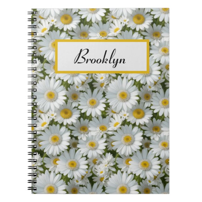 Carnet Petites marguerites blanches personnalisées (Devant)