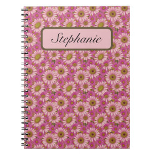 Carnet Petites marguerites roses et blanches personnalisé
