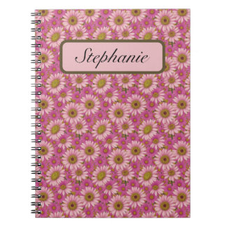 Carnet Petites marguerites roses et blanches personnalisé