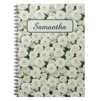 Carnet Petites roses blanches personnalisées