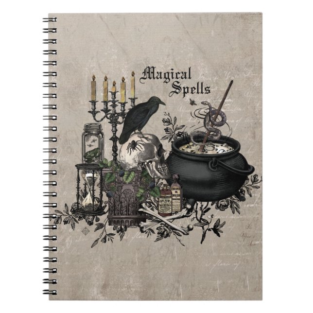 Carnet PEU DE TÉMOINS vintages D'Halloween (Devant)