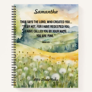 Carnet Peur pas Bible Verse Aquarelle Nature Fleurs sauva