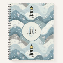 Phare aux vagues glacées Monogramme nautique d'hiv