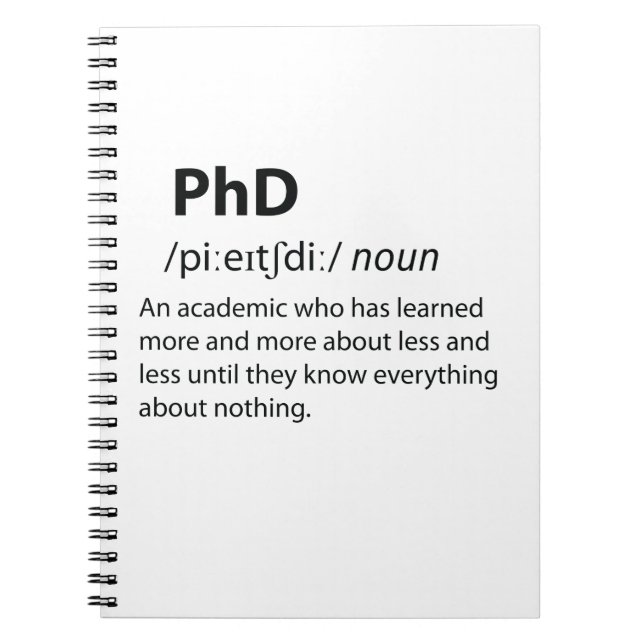 Carnet PhD Drôle Dictionnaire Définition (Devant)