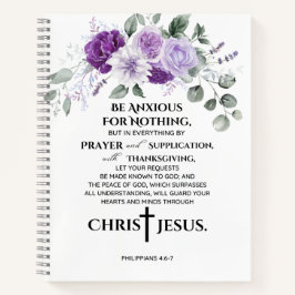 Carnet Philippiens 4:6-7 Écriture Fleurs violettes pourpr