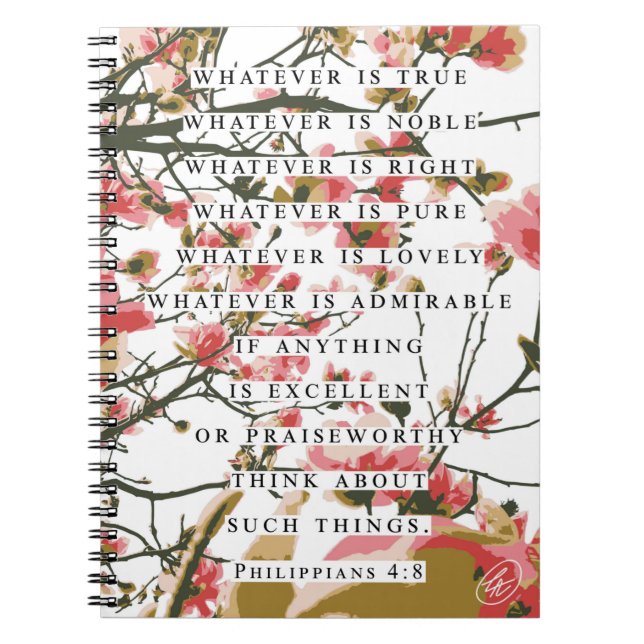 Carnet Philippiens 4:8 Floral (Devant)