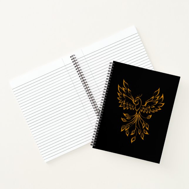 Carnet Phoenix de cuivre se lève sur noir (Intérieur)