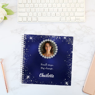 Carnet Photo bleu marine diamants citation inspirante