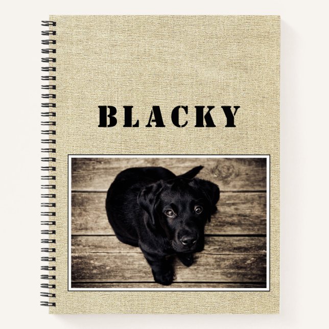 Carnet Photo de Chien rustique mignon avec nom (Devant)