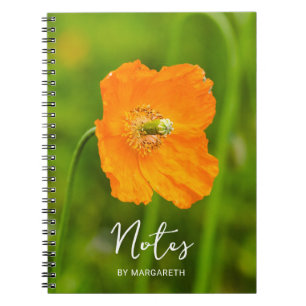 Carnet Photo de fleur d'été du pavot orange et texte pers