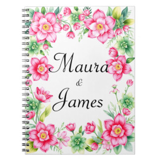Carnet photo de la spirale de fleurs roses