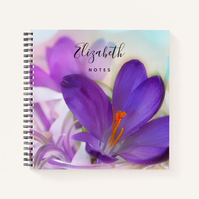 Carnet Photo d'un joli Crocus de printemps violet (Devant)