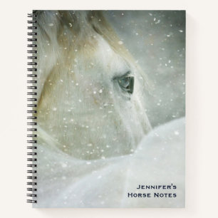 Carnet Photo d'un magnifique cheval blanc en hiver