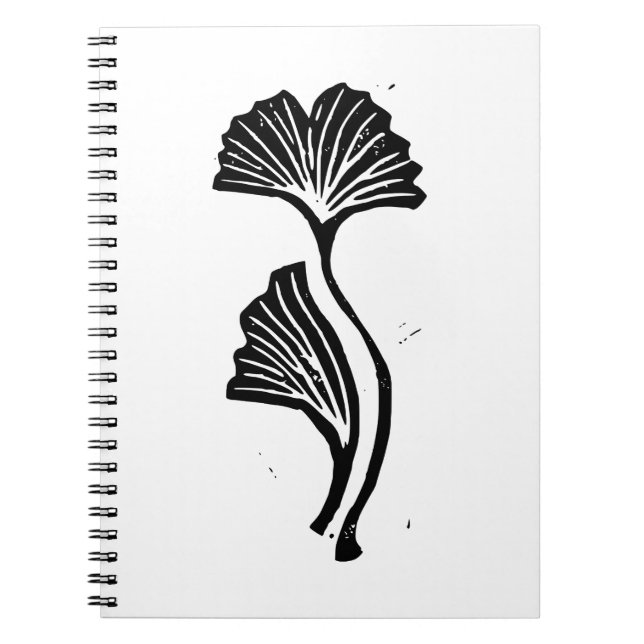 Carnet photo Gingko Leaf Lino imprimé spirale (Devant)