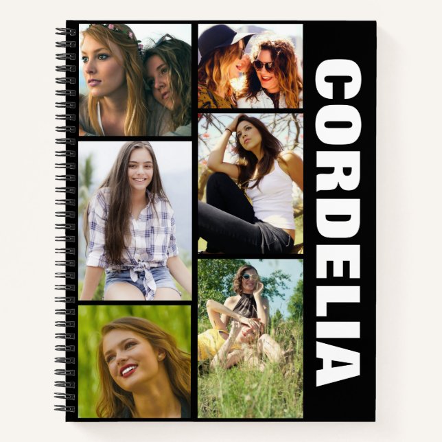 Carnet Photo moderne Collage & Nom (Devant)