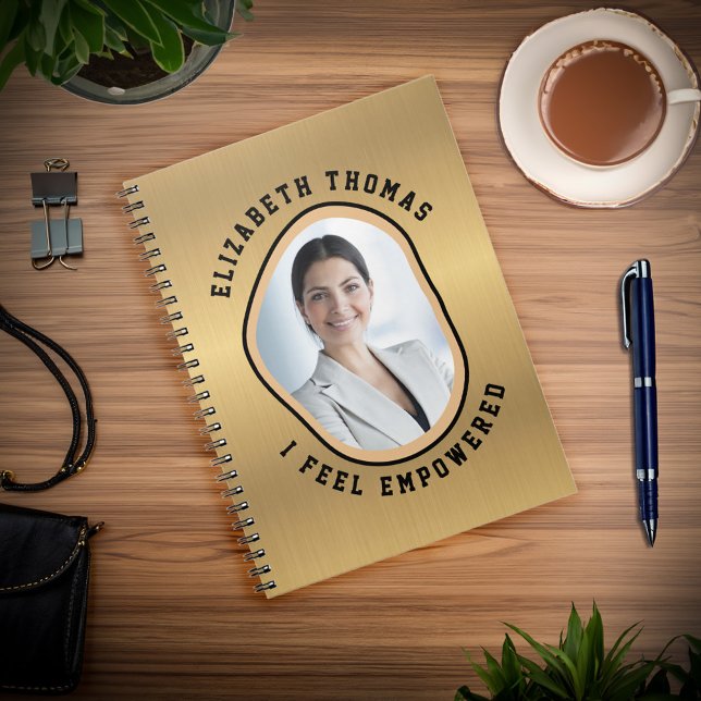 Carnet Photo Moderne Élégant Or Noir Citation Intelligent (Elegant Modern Photo Gold Black Smart Saying Notebook is great to use everyday at school or home. )