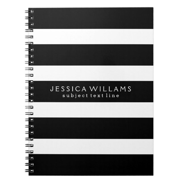 Carnet photo personnalisé en bandes noir et blanc (Devant)
