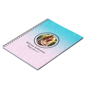 Carnet Photo personnalisée bleu vert parties scintillant 