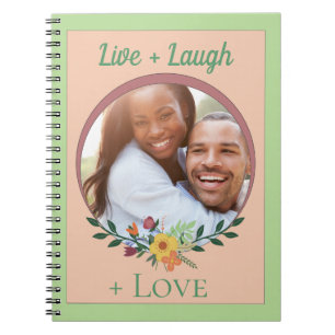 Carnet Photo personnalisée Mint florale vert et rose