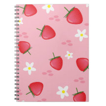 Carnet photo spirale, fraise, rose