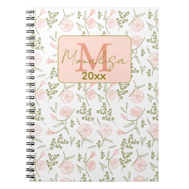 carnet photo spirale personnalisée à fleurs (Devant)