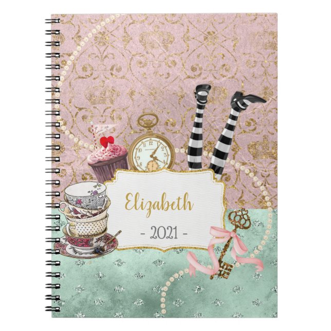 Carnet Photo spirale rose et turquoise de Wonderland (Devant)