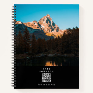 Carnet Photographe minimaliste moderne QR Code médias soc