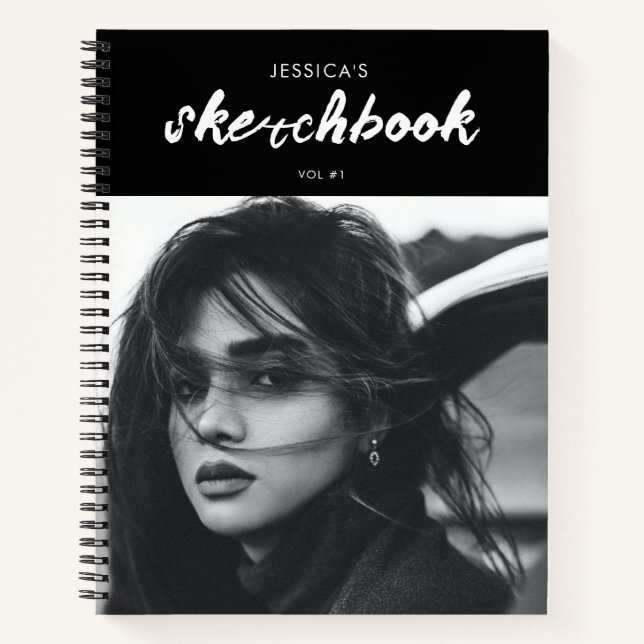 Carnet Photographe personnalisé noir et blanc Sketchbook (Devant)