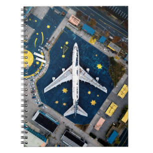 CARNET PHOTOGRAPHIE AÉRIENNE DU LINER D'AIR BLANC ET NOIR