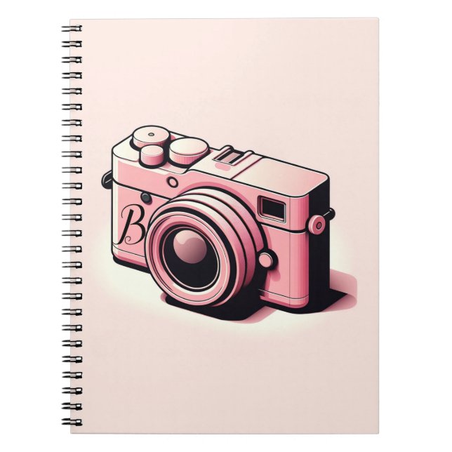 Carnet Photographie de caméra rose-lumière personnalisée (Devant)