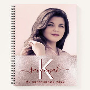 Carnet Photographie de monogramme en or rose Sketchbook