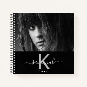 Carnet Photographie de script noir blanc monogramme