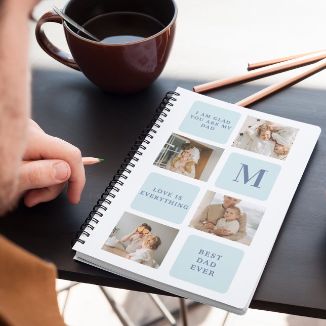 Carnet Photos de Collage moderne Bleu Meilleurs Pères Cad (Créateur téléchargé)