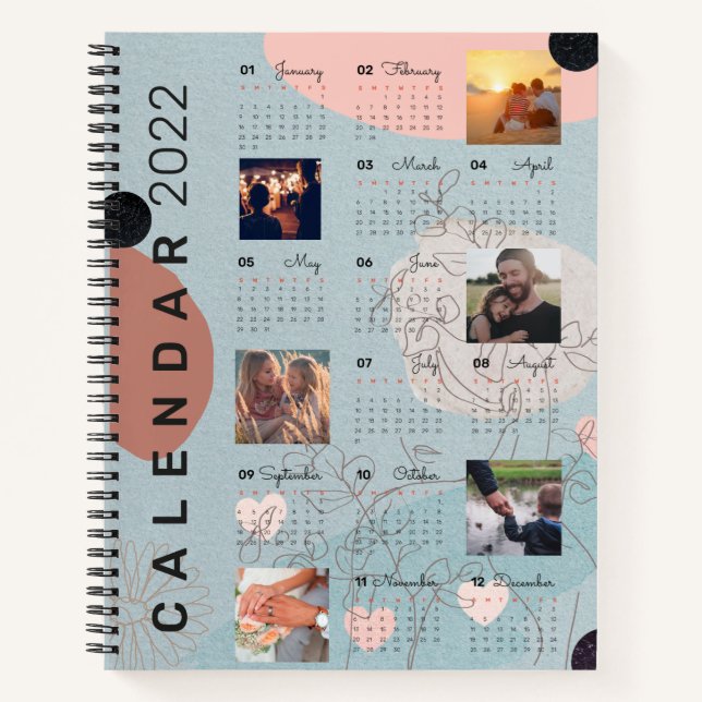 Carnet Photos personnalisées bleu bébé moderne 2022 Calen (Devant)