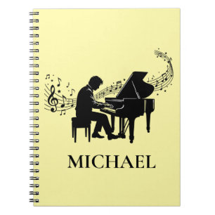 Carnet Pianiste Homme Personnalisé - Musique de Piano Non