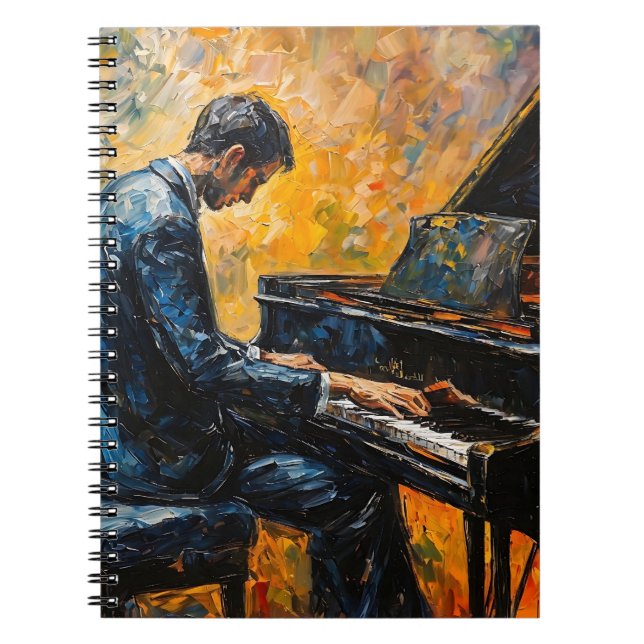 Carnet Piano Player - Peinture à l'huile (Devant)