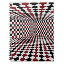 Pièce à carreaux rouges, blancs et noirs Illusion